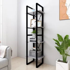 Bibliothèque à 4 niveaux gris béton 40x30x140cm bois ingénierie vidaXL pas cher