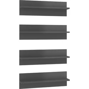 vidaXL Vidaxl Etagères Murales 4 Pcs Gris Brillant 60x11,5x18 Cm Aggloméré pas cher