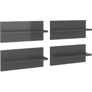 Comparateur de prix : Vidaxl - tagères murales 4 pcs Gris brillant 40x11,5x18 cm gris brillant