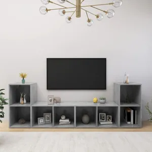 Comparateur de prix : vidaXL Meubles TV 4 pcs Gris béton 72x35x36,5 cm Aggloméré