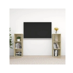 VIDAXL Meubles TV 2 pcs Chêne sonoma 107x35x37 cm Aggloméré pas cher