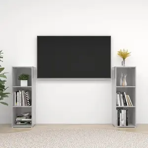 vidaXL Vidaxl Meubles Tv 2 Pcs Gris Béton 107x35x37 Cm Aggloméré