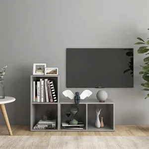 vidaXL Tv-meubelen 2 st 72x35x36,5 cm bewerkt hout betongrijs3079947 pas cher