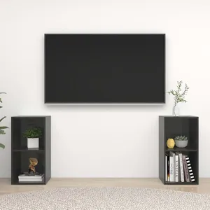 vidaXL Meubles TV 2 pcs Gris brillant 72x35x36,5 cm Bois d'ingénierie pas cher