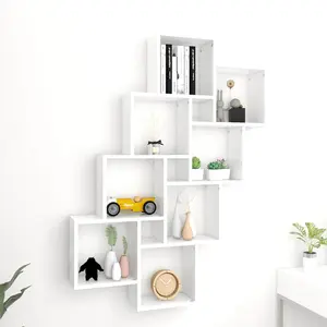 Comparateur de prix : Vidaxl - tagère murale cube Blanc 90x15x119 cm Bois d'ingénierie Blanc