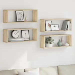 Comparateur de prix : vidaXL Vidaxl Étagères Murales Cube 4 Pcs Chêne Sonoma Bois D’Ingénierie