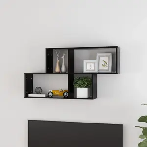 vidaXL Vidaxl Étagère Murale Noir 100x18x53 Cm Bois D'ingénierie pas cher