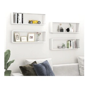VIDAXL 4x Etagères Cube Murales Etagères Suspendues Etagères Flottantes Salon Chambre Salle de Séjour Intérieur Blanc Brillant 80x15x26,5 cm AggloméréVendu parcarrefour