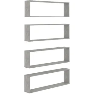 Comparateur de prix : Vidaxl - tagères cube murales 4 pcs Gris béton 100x15x30 cm Aggloméré