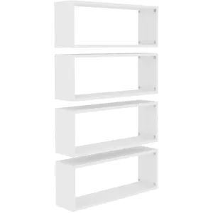 Comparateur de prix : vidaXL Étagères murales cube 4 pcs Blanc 60x15x23 cm Bois d’ingénierie