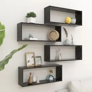 vidaXL Étagères cube murales 4 pcs Noir 60x15x23 cm Aggloméré pas cher