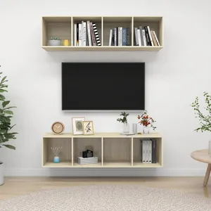 vidaXL Vidaxl Meubles Tv Muraux 2 Pcs Chêne Sonoma Bois D'ingénierie pas cher