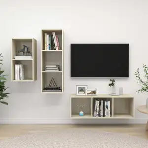 Comparateur de prix : vidaXL Ensemble de meubles TV 3 pcs Chêne sonoma Bois d'ingénierie