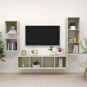 vidaXL Vidaxl Ensemble De Meubles Tv 4 Pcs Chêne Sonoma Bois D'ingénierie pas cher