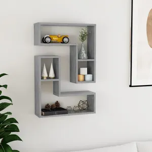 vidaXL Étagères murales 2 pcs gris béton 50x15x50 cm bois d'ingénierie pas cher