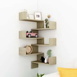 Comparateur de prix : vidaXL Étagères murales d'angle 2 pcs Chêne sonoma 40x40x50 cm