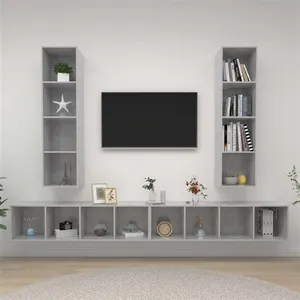 Comparateur de prix : vidaXL Meubles TV muraux 4 pcs Gris béton Bois d'ingénierie