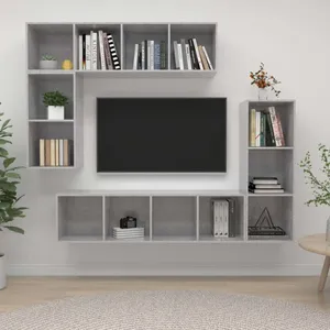 Comparateur de prix : Ensemble De Meubles Tv 4 Pcs Gris Béton Bois D'Ingénierie Vidaxl