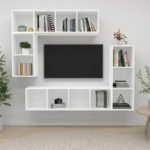 vidaXL Ensemble de meubles TV 4 pcs Blanc Bois d'ingénierie pas cher