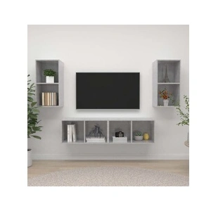 Comparateur de prix : vidaXL Meubles TV muraux 4 pcs Gris béton Bois d'ingénierie
