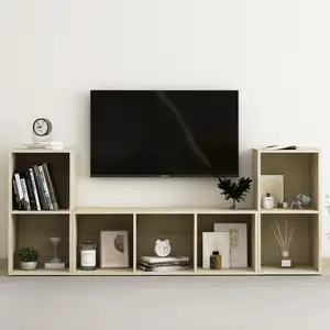 vidaXL Ensemble de meubles TV 3 pcs Chêne sonoma Aggloméré pas cher