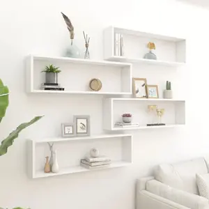 Comparateur de prix : vidaXL Étagères cube murales 4 pcs Blanc 100x15x30cm bois d'ingénierie
