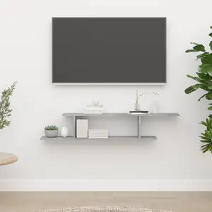 vidaXL Étagère TV murale Gris béton 125x18x23 cm Aggloméré