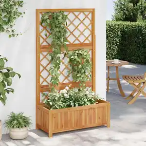 vidaXL Lit surélevé avec treillis 85x38x150 cm Bois massif d'acacia