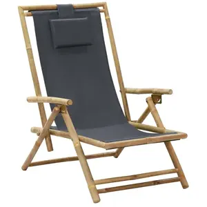 Comparateur de prix : vidaXL Chaise de relaxation inclinable Gris foncé Bambou et tissu