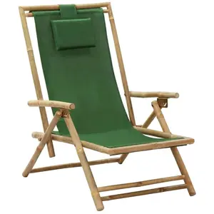 Comparateur de prix : vidaXL Chaise de relaxation inclinable Vert Bambou et tissu