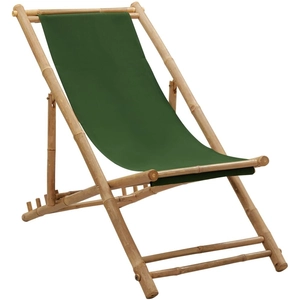 vidaXL Chaise de terrasse Bambou et toile Vert pas cher