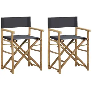 Comparateur de prix : vidaXL Chaises pliables de directeur 2 pcs Gris foncé Bambou et tissu