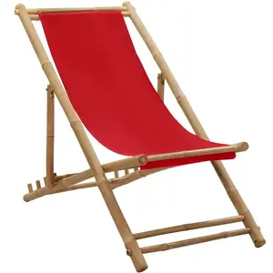 Comparateur de prix : vidaXL Chaise de terrasse bambou et toile rouge