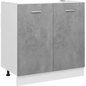 vidaXL Armoire de plancher d'évier Gris béton 80x46x81,5 cm Aggloméré pas cher