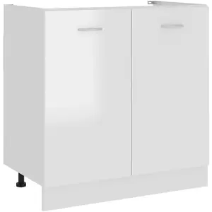 VIDAXL Wastafelonderkast Lyon 80x46x81,5 cm bewerkt hout hoogglans wit801201 pas cher