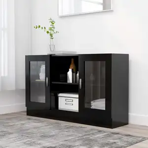 vidaXL Armoire à vitrine Noir 120x30,5x70 cm Aggloméré pas cher