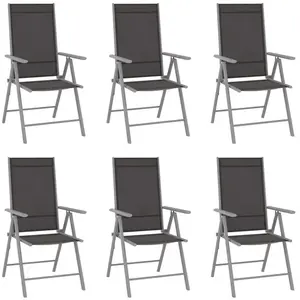 Chaises de jardin pliables lot de 6 Textilène Noir vidaXL