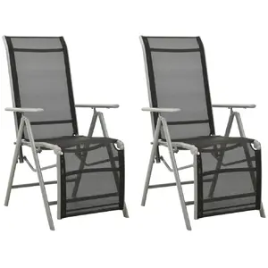 vidaXL Chaises de jardin 2 pcs Textilène et aluminium Argenté pas cher
