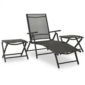 vidaXL Salon de jardin 3 pcs Textilène et aluminium Noir