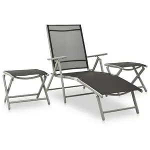 vidaXL Salon de jardin 3 pcs Textilène et aluminium Argenté