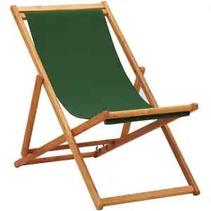 Comparateur de prix : vidaXL Chaise pliable de plage bois d'eucalyptus et tissu vert