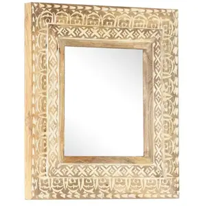 vidaXL Miroir sculpté à la main 50x50x2,6 cm Bois de manguier solide pas cher