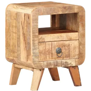 vidaXL Vidaxl Table De Chevet 30x30x41 Cm Bois De Manguier Brut pas cher