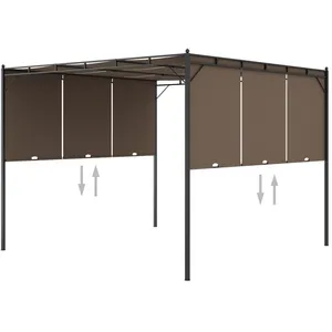 Comparateur de prix : vidaXL Belvédère de jardin avec rideau latéral 3x3x2,25 m Taupe