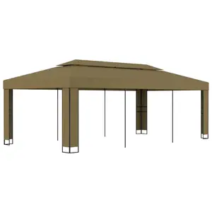 vidaXL Vidaxl Tonnelle Avec Double Toit 3x6 M Taupe 180 G/M² pas cher