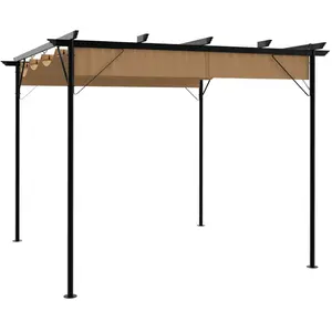 Comparateur de prix : vidaXL Pergola avec toit rétractable taupe 3x3 m acier 180 g/m²