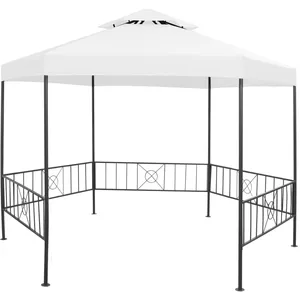 vidaXL Belvédère de jardin 323x275x265 cm Blanc 180 g/m² pas cher