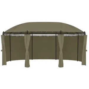 vidaXL Belvédère avec rideaux 520x349x255 cm Taupe 180 g/m² pas cher