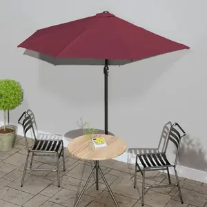 vidaXL Parasol de balcon mât en aluminium Bordeaux 270x144x222 cm Demi pas cher