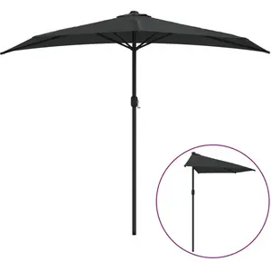 vidaXL Parasol de balcon avec mât en aluminium Noir 270x144x222cm Demi pas cher